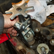 Using my compressor tool to install valve springs and keepers.